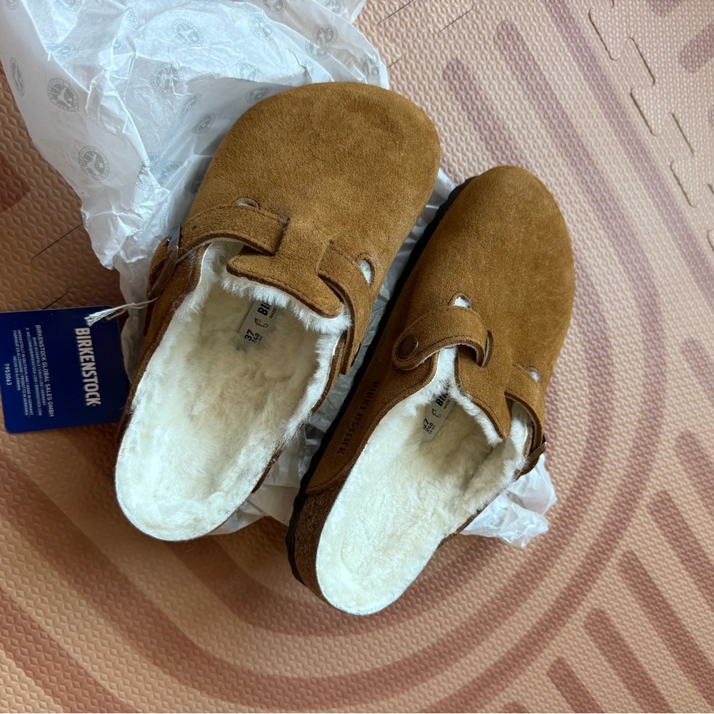 Birkenstock Boston Shearling Suede Leather Mink size 37 6-6,5 NWT - Picture 6 of 7